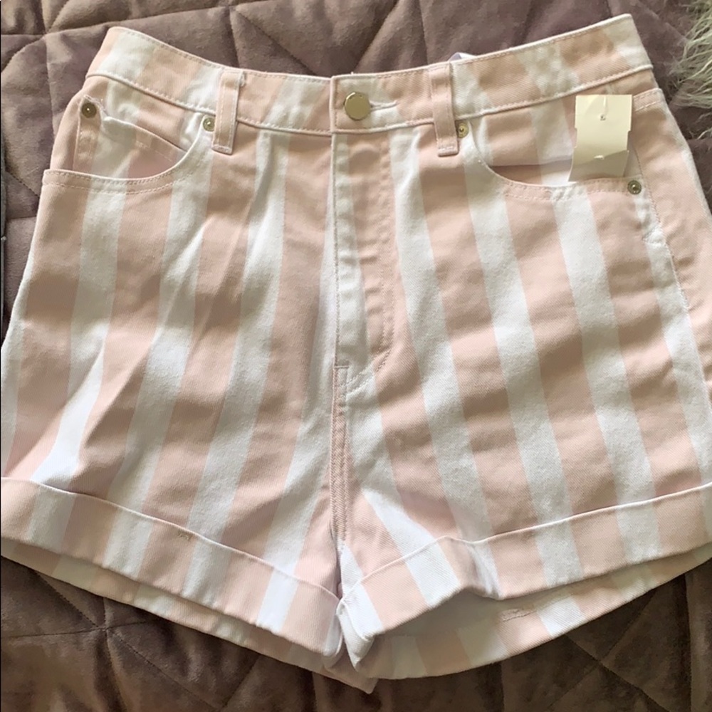 Pink & White Pinstripe Shorts